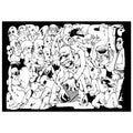 Irovich Surreal Faces Art Print, Chaotic Crowd Illustration, Abstract Emotions Wall Art