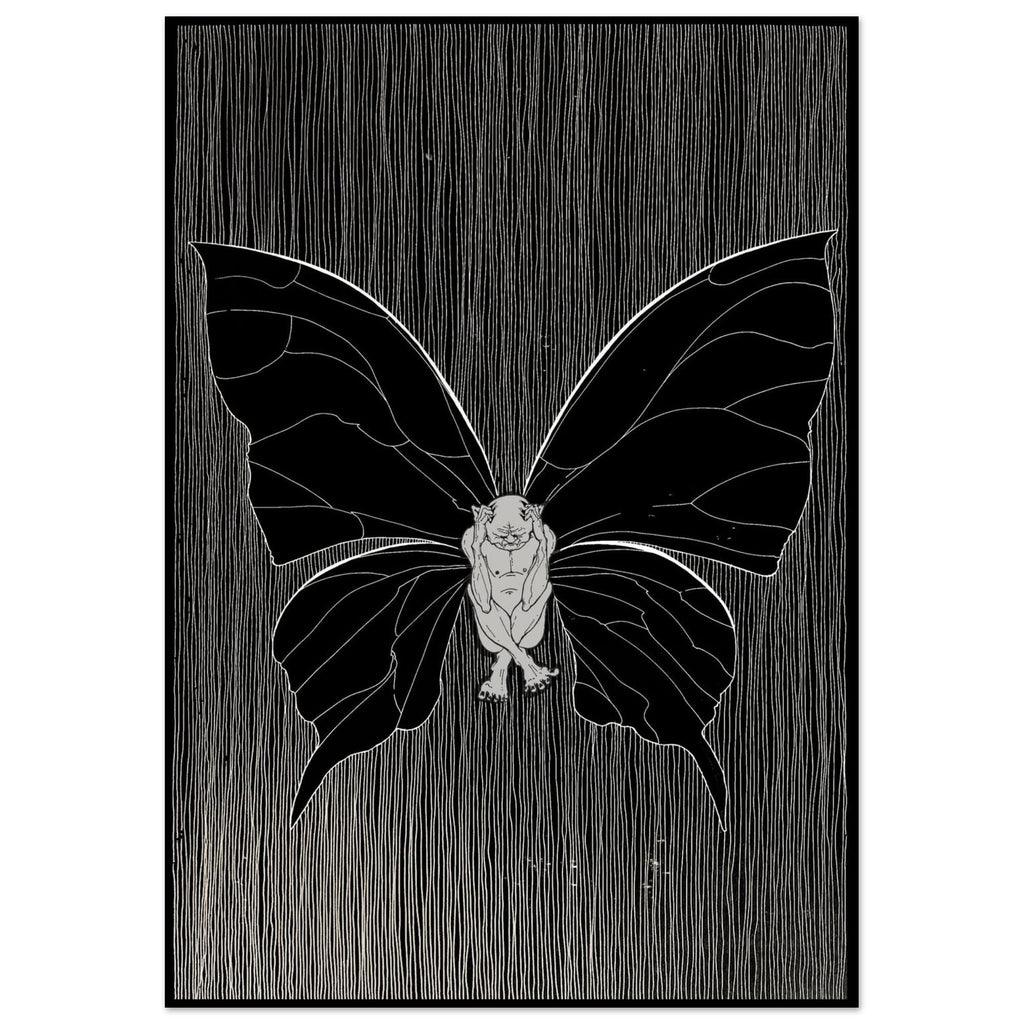 Butterfly Illustration, Symbolic Poster, Black White Fine Print, Contemporary Decor