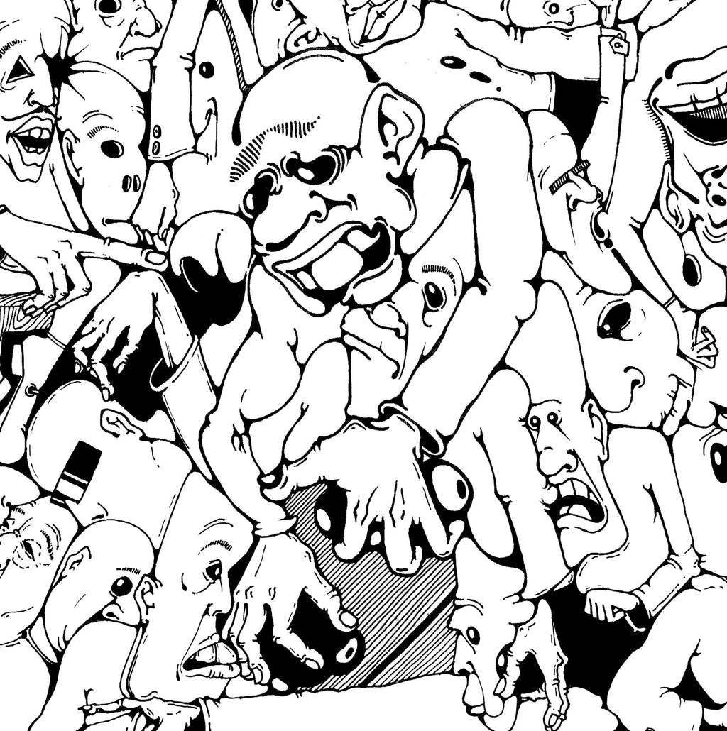 Irovich Surreal Faces Art Print, Chaotic Crowd Illustration, Abstract Emotions Wall Art