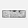Surreal Crowd Art Print, Black White Illustration, Wide Format Poster