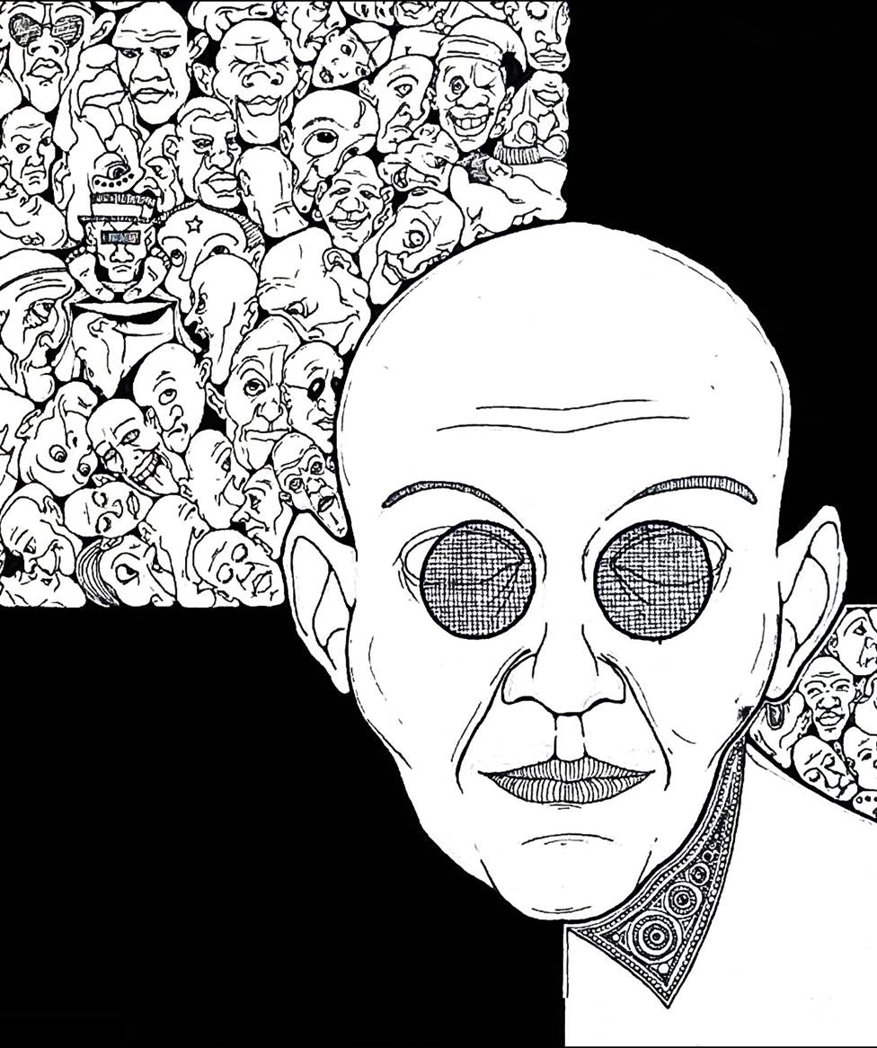 Absence of Indirectness. Conceptual Illustration, Surreal Drawing, Black White Fine Print, Modern Decor