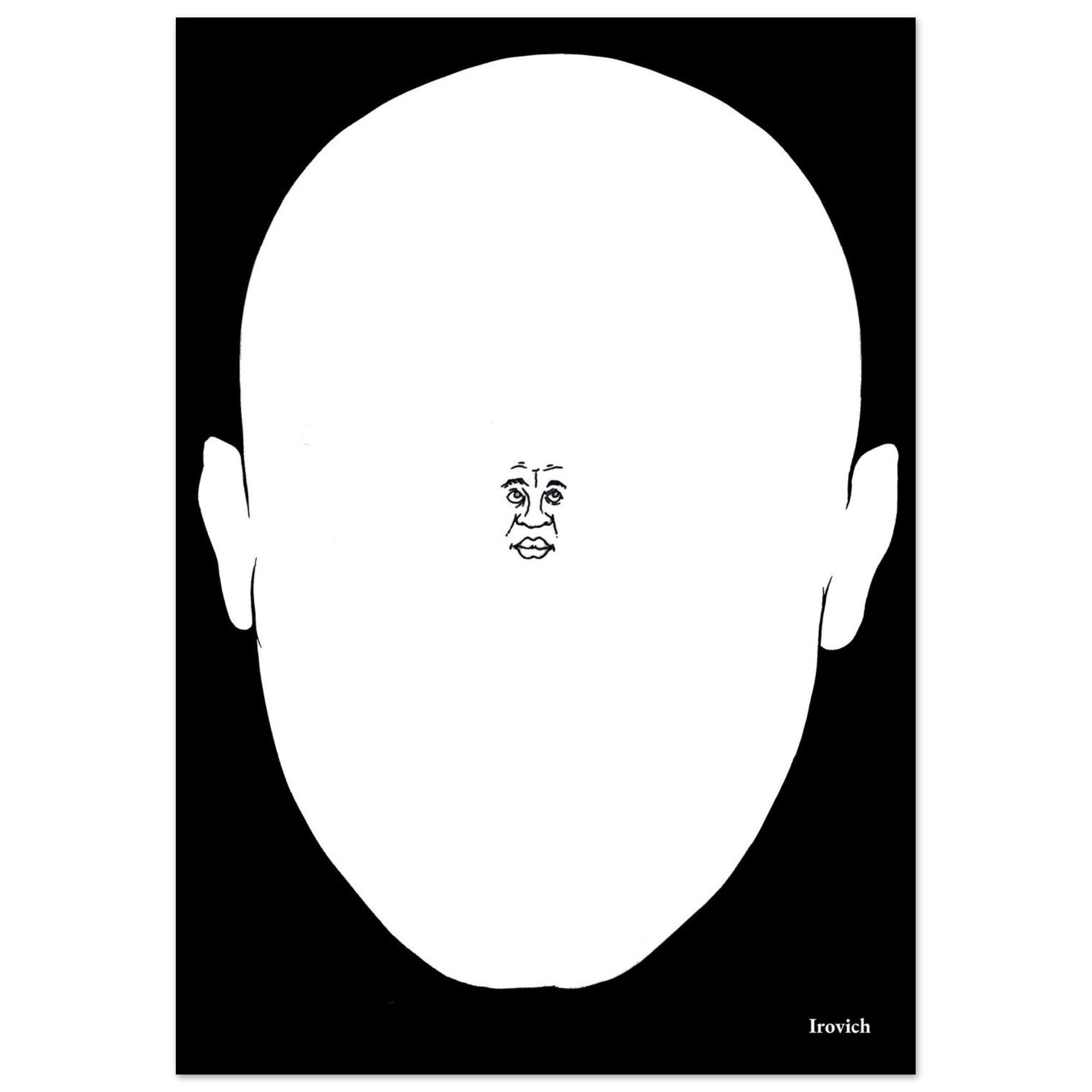 Not Emptiness. Minimal Face Poster, Conceptual Illustration, Black White Fine Print