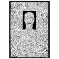 ZOOM IN/OUT. Conceptual Faces Poster, Black White Illustration, Fine Print, Modern Decor