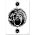 Self-Entwined (Yin-Yang) Ouroboros Poster, Yin Yang Illustration, Symbolic Fine Print, Monochrome Decor