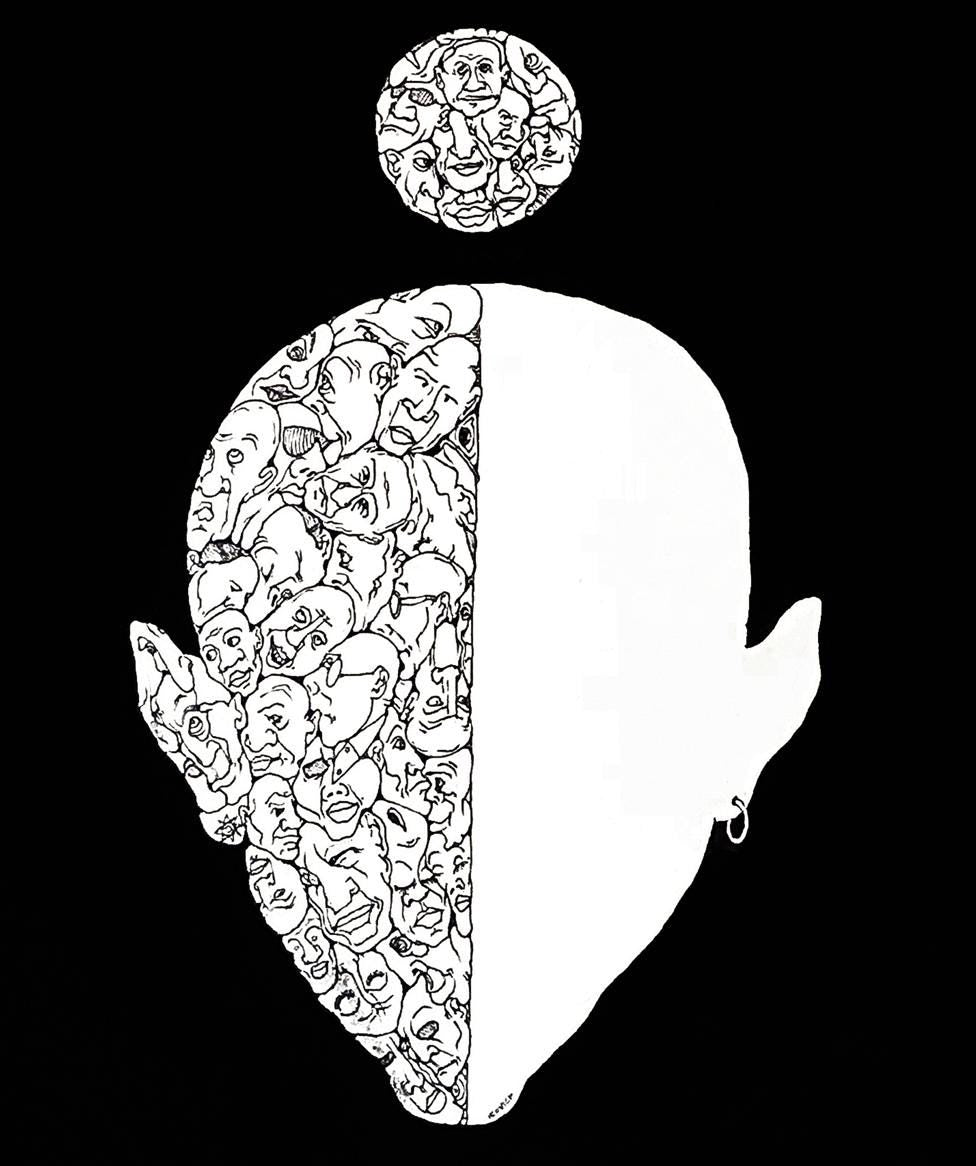 Absence of Indirectness. Conceptual Illustration, Surreal Drawing, Black White Fine Print, Modern Decor