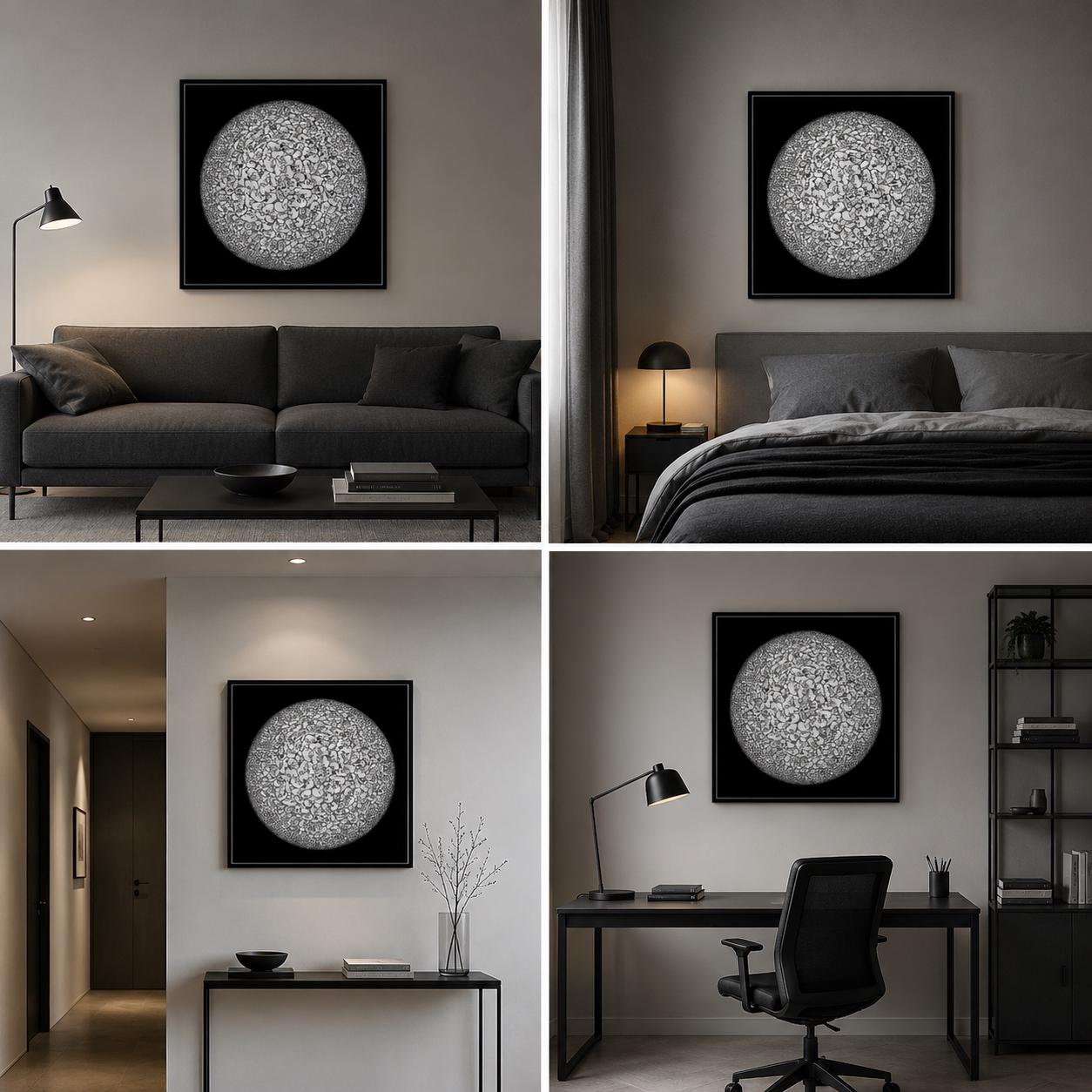 Surreal Faces Poster, Monochrome Illustration, Fine Art Print, Minimalist Home Decor, Black and White Print